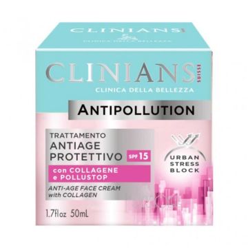 Clinians - Antipollution - Crema viso Anti Age Protettiva SPF15 vaso 50 ml