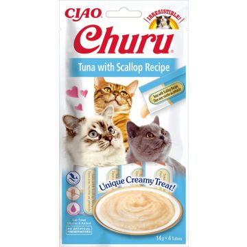 Inaba Gatto Snack Churu Cf. (4X14) Gr Ricetta Di Tonno & Capesante