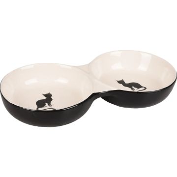 Flamingo Gatto Ciotola Doppia In Ceramica "Nala" 145 Ml 2X11 Cm
