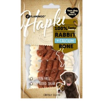 Flamingo Cane Snack "Hapki" Osso Di Calcio Con Coniglio 85 Gr