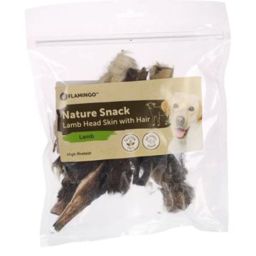 Flamingo Cane Snack Nature Pelle Di Testa Di Pecora Con Pelo 200 Gr