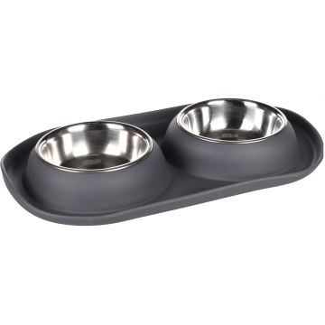 Flamingo Ciotola Doppia "Duo Dinner Grafa" 14,5 Cm 2X500 Ml Grigio Scuro
