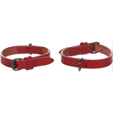 Flamingo Cane Collare In Pelle "Denver" 20 Mm X 31-39 Cm Rosso