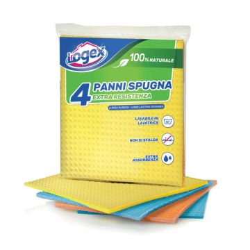 Logex Panno In Spugna 18X30 Cm Cf. 4 Pezzi (Colori Assortiti)