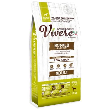 Vivere Cane Adulto Medium Bufalo, Riso Integrale & Piselli 12 Kg