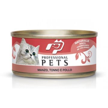 Pet Professional Gatto Adulto Manzo, Tonno & Pollo Lattina 70 Gr