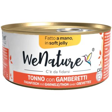 Wenature Gatto Lattina In Jelly Adulto Tonno & Gamberetti 85 Gr