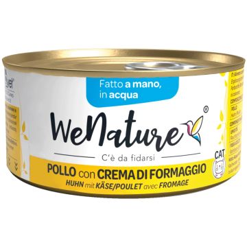 Wenature Gatto Lattina In Acqua Di Cottura Adulto Pollo & Crema Di Formaggio 85 Gr