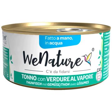 Wenature Gatto Lattina In Acqua Di Cottura Adulto Tonno & Verdure Al Vapore 85 Gr