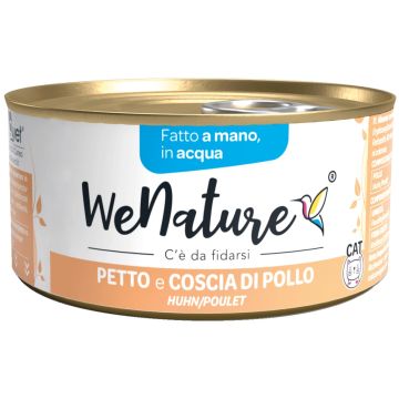 Wenature Gatto Lattina In Acqua Di Cottura Adulto Petto Di Pollo & Coscia Di Pollo 85 Gr