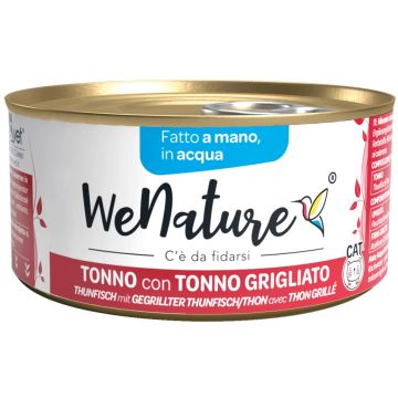 Wenature Gatto Lattina In Acqua Di Cottura Adulto Tonno & Tonno Grigliato 85 Gr