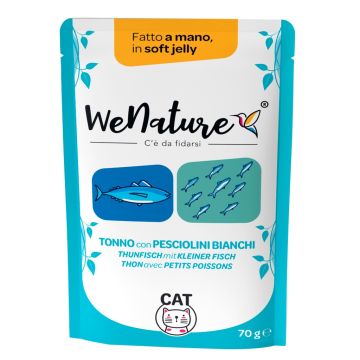Wenature Gatto Busta In Jelly Adulto Tonno & Pesciolini Bianchi 70 Gr
