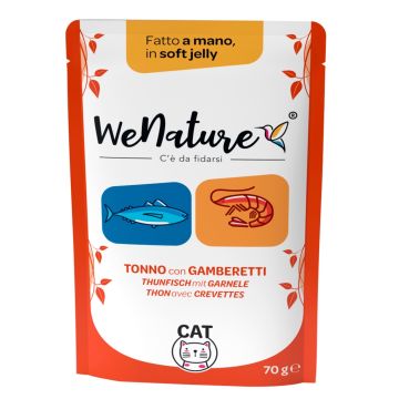 Wenature Gatto Busta In Jelly Adulto Tonno & Gamberetti 70 Gr