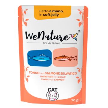 Wenature Gatto Busta In Jelly Adulto Tonno & Salmone Selvatico 70 Gr