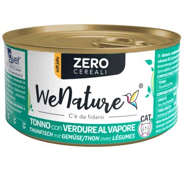 Wenature Gatto Zero Cereali Lattina In Jelly Adulto Tonno & Verdure Al Vapore 85 Gr