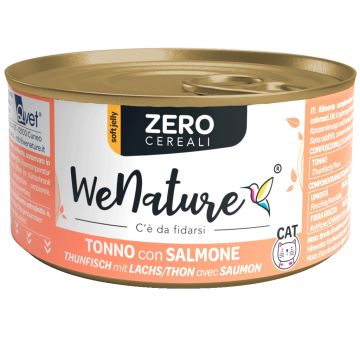 Wenature Gatto Zero Cereali Lattina In Jelly Adulto Tonno & Salmone 85 Gr