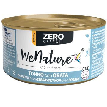 Wenature Gatto Zero Cereali Lattina In Jelly Adulto Tonno & Orata 85 Gr