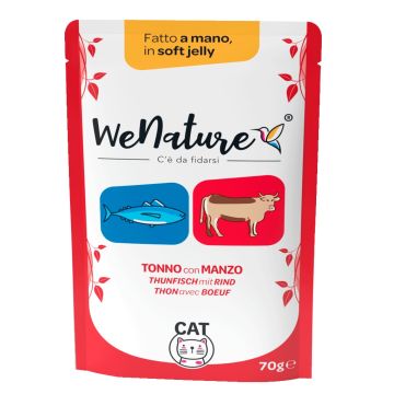 Wenature Gatto Busta In Jelly Adulto Tonno & Manzo 70 Gr