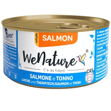 Wenature Gatto Lattina In Jelly Adulto Salmone & Tonno 85 Gr