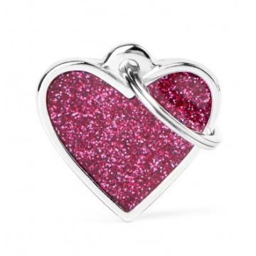 My Family Medaglietta Small Heart Glitter Pink