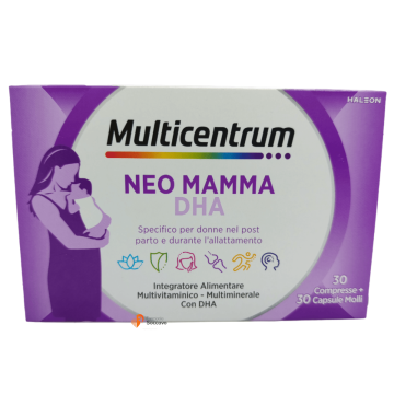 Multicentrum Neo Mamma DHA Integratore Multivitaminico Vitamina B C D3 Acido folico 30 Compresse + 30 Capsule Molli