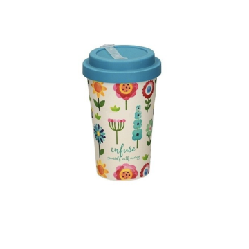 Bamboo mug watercol fiori