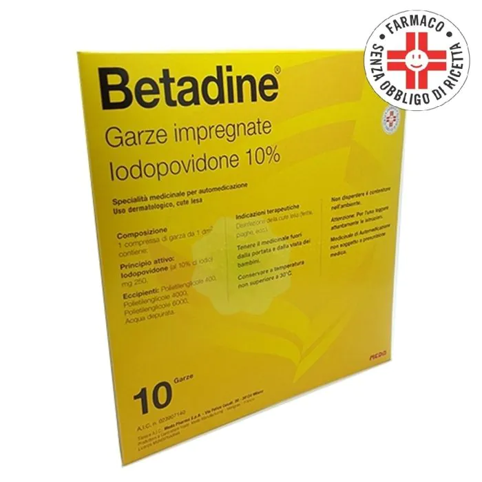 Betadine 10 garze impregnate 10cm x10 cm Betadine 10 garze impregnate 10cm x10 cm