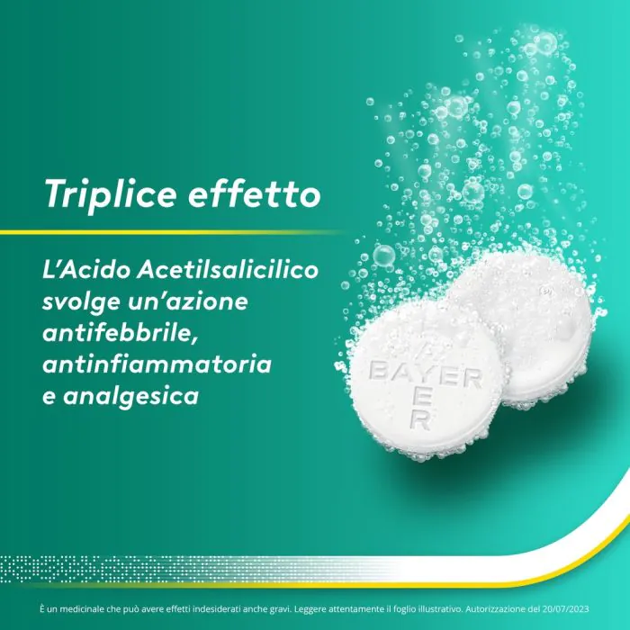 Aspirina C per Raffreddore Febbre e Influenza 20 Compresse Effervescenti
