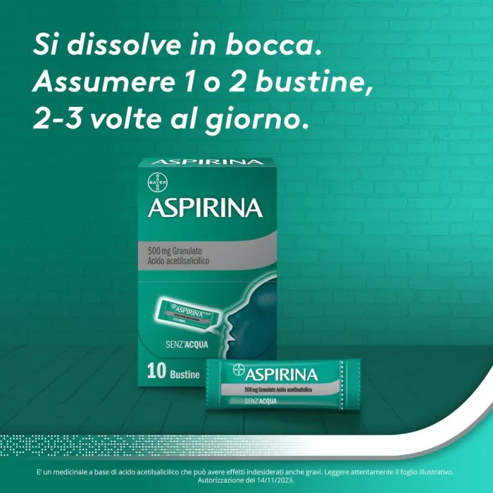 Aspirina in Granuli Antidolorifico Mal di Testa 10 Bustine