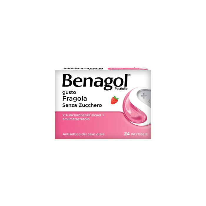 Benagol Pastiglie Fragola Senza Zucchero Antisettico Cavo Orale 16 Pastiglie