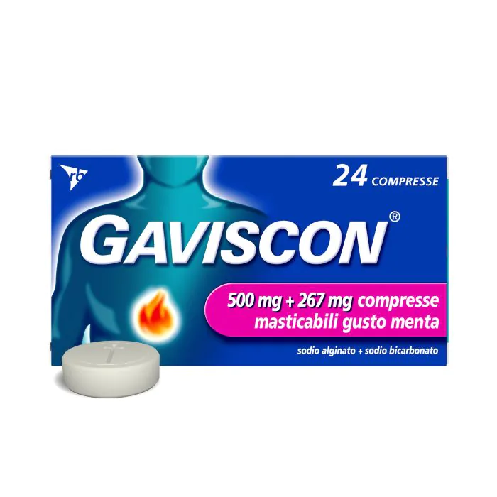 Gaviscon 24 Compresse Menta 500+267 mg Gaviscon 24 Compresse Menta 500+267 mg