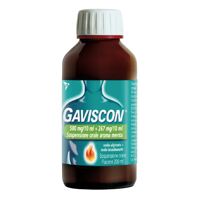 Gaviscon 500mg+267mg/10ml Sospensione Orale Aroma Menta 200 ml Gaviscon 500mg+267mg/10ml Sospensione Orale Aroma Menta 200 ml