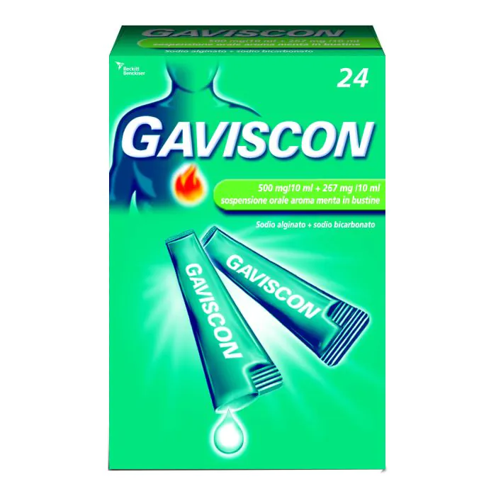 Gaviscon 24 Bustine Bruciore e Acidità 500+267mg/10 ml