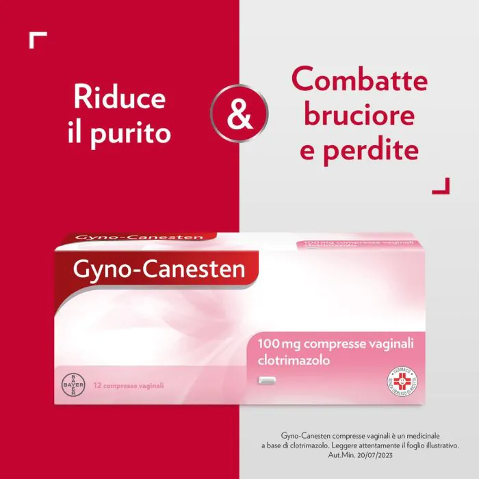 Gyno-Canesten per Candida, Prurito, Bruciore, Perdite, 12 Compresse