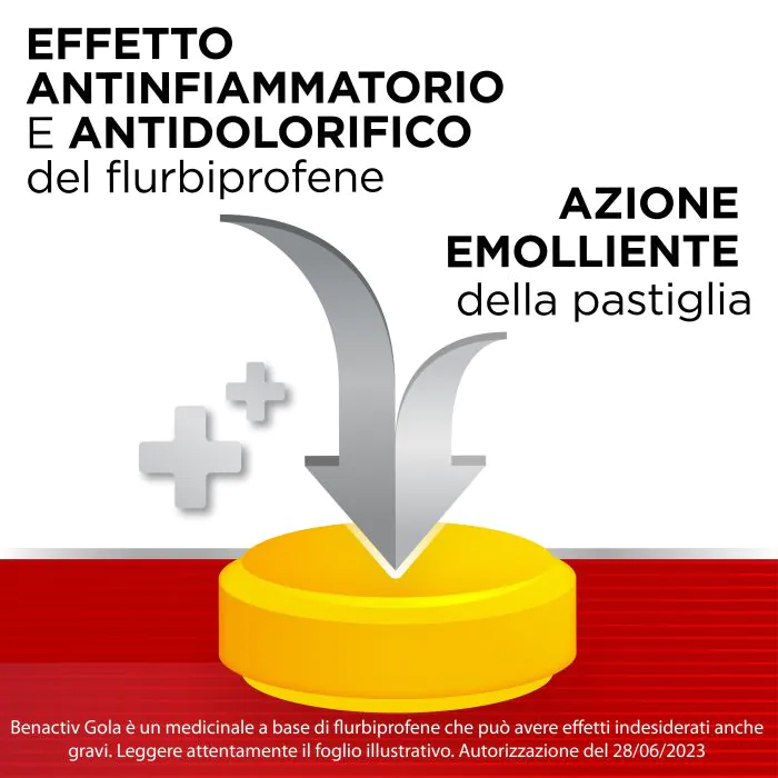 Benactiv Gola Pastiglie Limone e Miele Flurbiprofene 16 Pastiglie