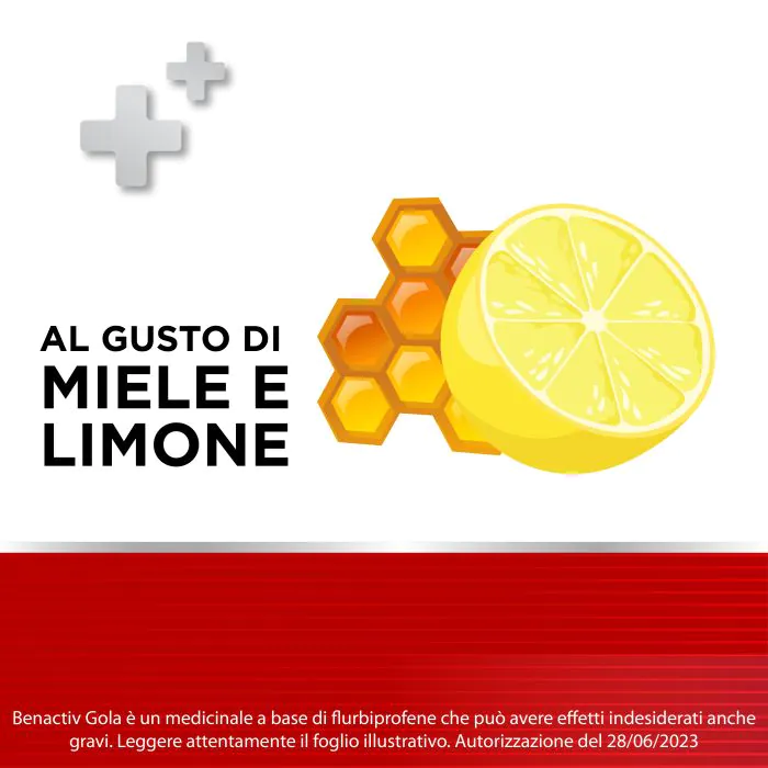 Benactiv Gola Pastiglie Limone e Miele Flurbiprofene 16 Pastiglie