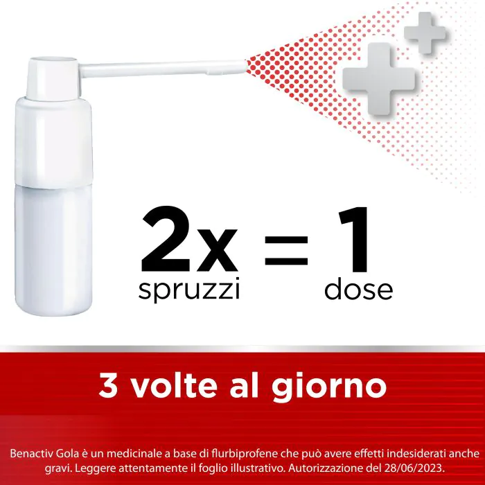 Benactiv Gola Spray Per Mucosa Orale 2,5 mg/ml Flurbiprofene 15 ml