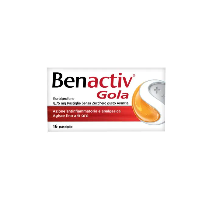 Benactiv Gola Pastiglie Senza Zucchero Gusto Arancia Flurbiprofene 16 Pastiglie Benactiv Gola Pastiglie Senza Zucchero Gusto Arancia Flurbiprofene 16 Pastiglie