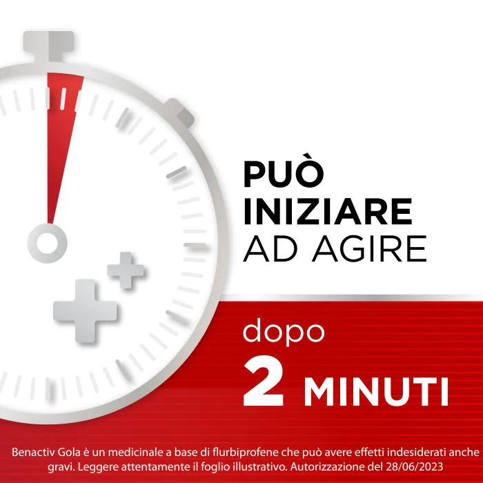 Benactiv Gola Pastiglie Senza Zucchero Gusto Arancia Flurbiprofene 16 Pastiglie