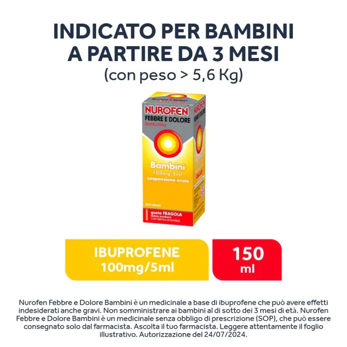 Nurofen f&d fragola 100mg/5ml