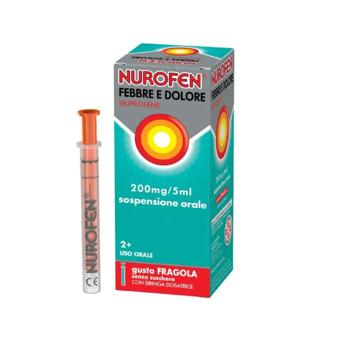 Nurofen Febbre e Dolore Bambini 200 mg/5 ml Ibuprofene Sospensione Orale Fragola 100 ml