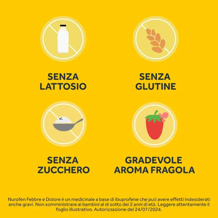 Nurofen Febbre e Dolore Bambini 200 mg/5 ml Ibuprofene Sospensione Orale Fragola 100 ml