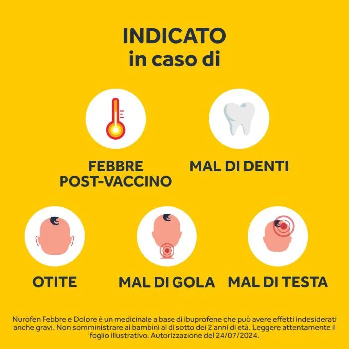 Nurofen Febbre e Dolore Bambini 200 mg/5 ml Ibuprofene Sospensione Orale Fragola 100 ml