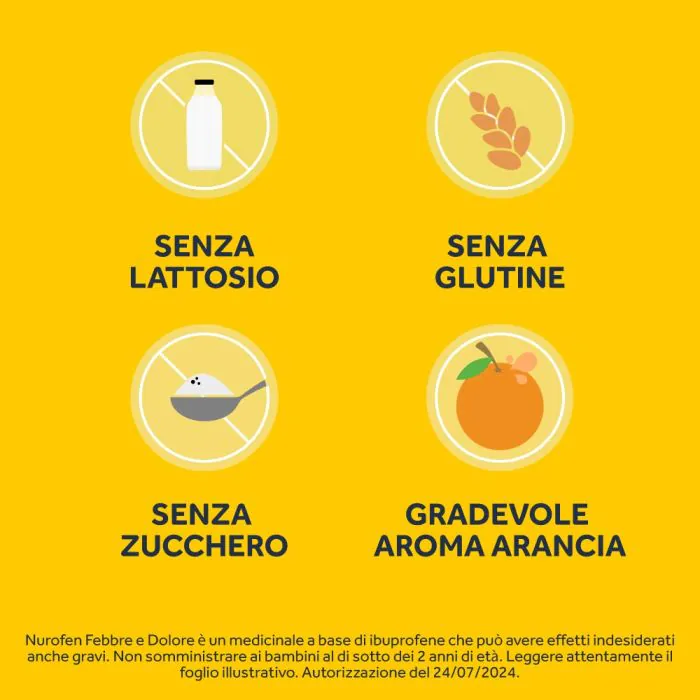 Nurofen Febbre e Dolore Bambini 200 mg/5 ml Ibuprofene Sospensione Orale Arancia 100 ml