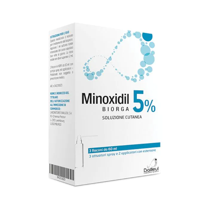 Minoxidil Biorga 5% Soluzione Cutanea 3x60 ml Minoxidil Biorga 5% Soluzione Cutanea 3x60 ml