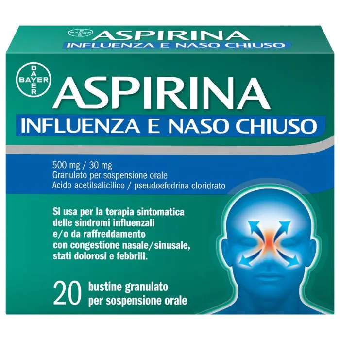Aspirina Influenza e Naso Chiuso Decongestionante 20 Bustine Aspirina Influenza e Naso Chiuso Decongestionante 20 Bustine