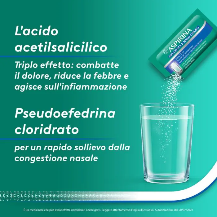 Aspirina Influenza e Naso Chiuso Decongestionante 20 Bustine