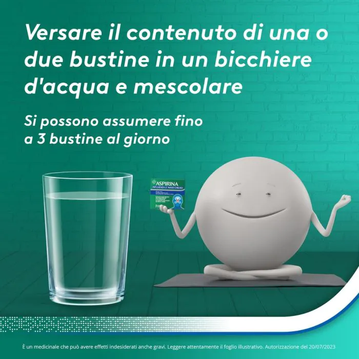 Aspirina Influenza e Naso Chiuso Decongestionante 20 Bustine