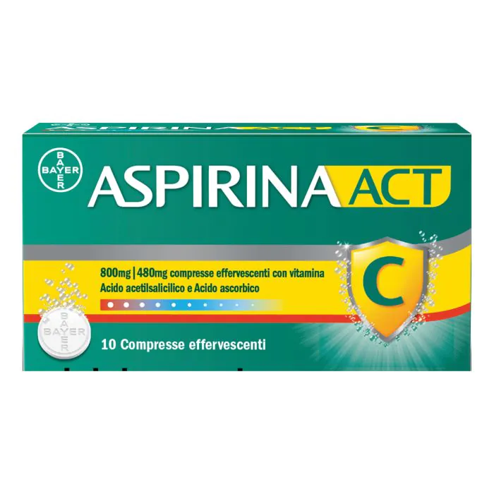 AspirinaACT C Febbre e Sintomi Influenzali con Vitamina C 10 Compresse AspirinaACT C Febbre e Sintomi Influenzali con Vitamina C 10 Compresse
