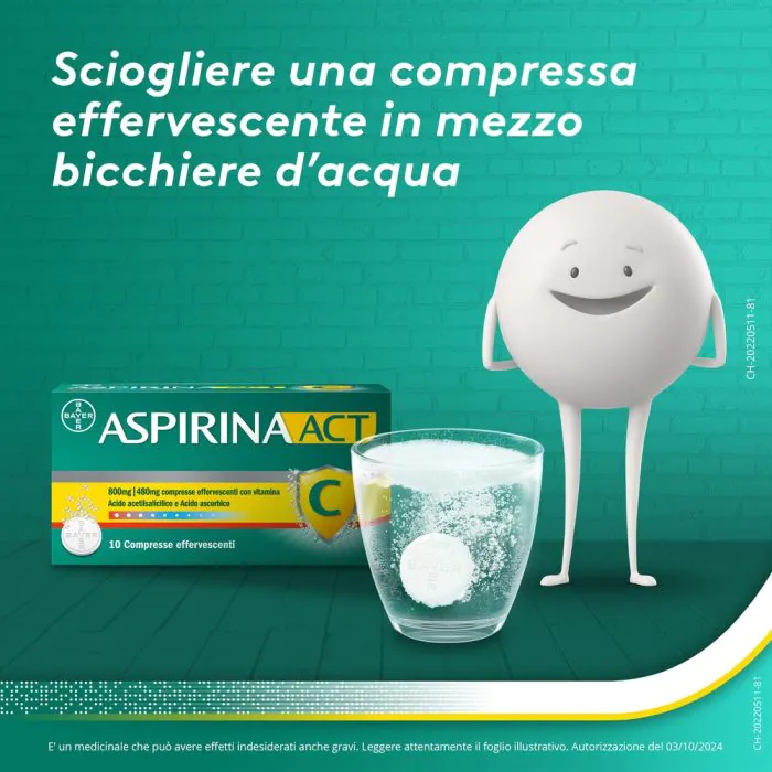 AspirinaACT C Febbre e Sintomi Influenzali con Vitamina C 10 Compresse